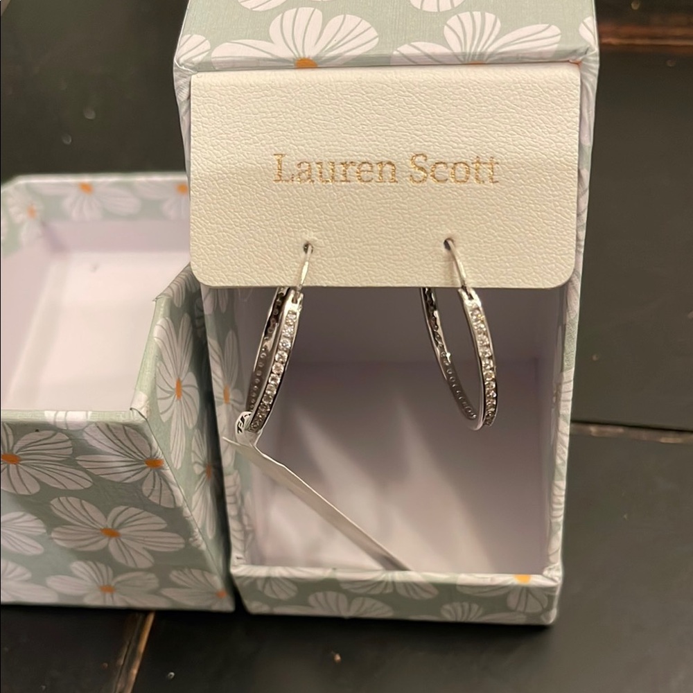 Silver Crystal Hoop Earrings